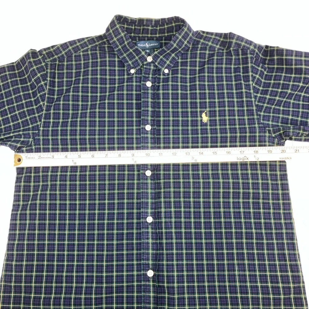 Ralph Lauren Shirt Mens XL Tartan Blackwatch Plaid L/S Button Down Slim Fit Pony
